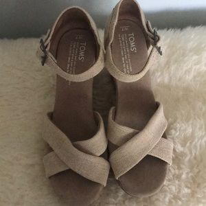 Toms tan wedge sandals